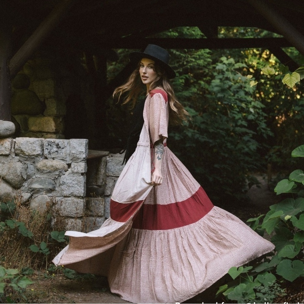 Bohemian Red and Cream Maxi Dress - Picture 1 of 14